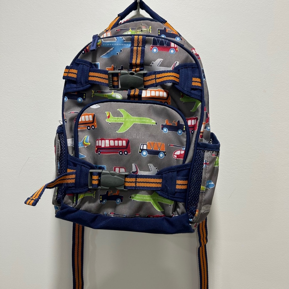 Pottery Barn Kids Mackenzie transportation print backpack and pencil holder‎